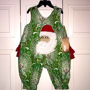 NWT LaJenns Children’s Boutique Ruffle Christmas Santa Romper Size 18 Months